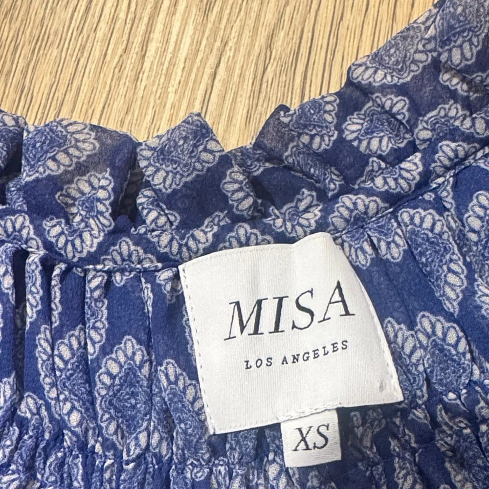 Misa Los Angeles Blue Patterned Long Sleeve Dress - Picture 2 of 3